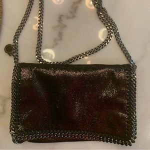 Stella McCartney vegan leather black metallic crossbody bag